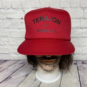 Vintage Trucker Hat Foam Cap Snapback Red TENAJON TJC Stewart B.C. 80s 1980s
